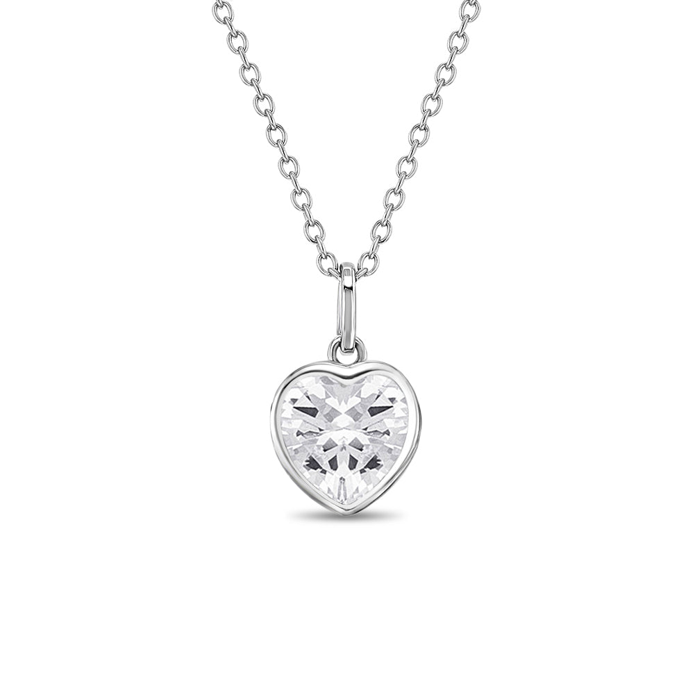 Personalized Birthstone Heart Necklace in Sterling Silver - MYKA